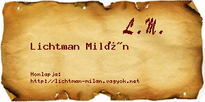 Lichtman Milán névjegykártya